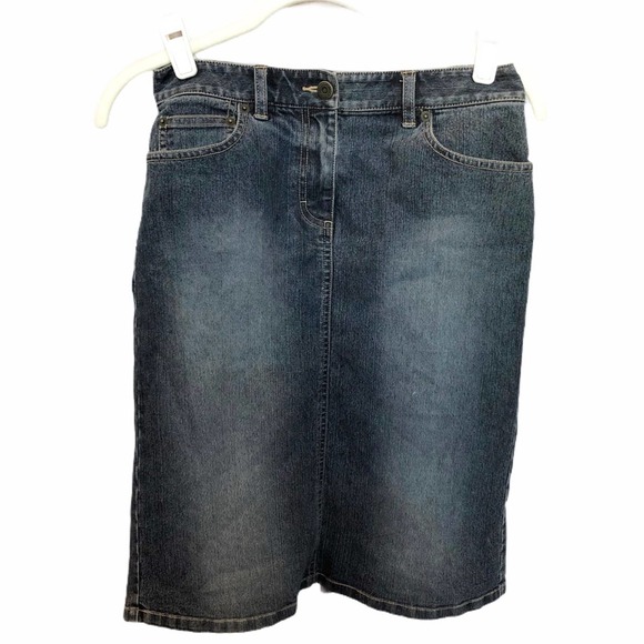 Ann Taylor LOFT Stretch Denim Knee-Length Skirt, size 0 - Picture 2 of 7